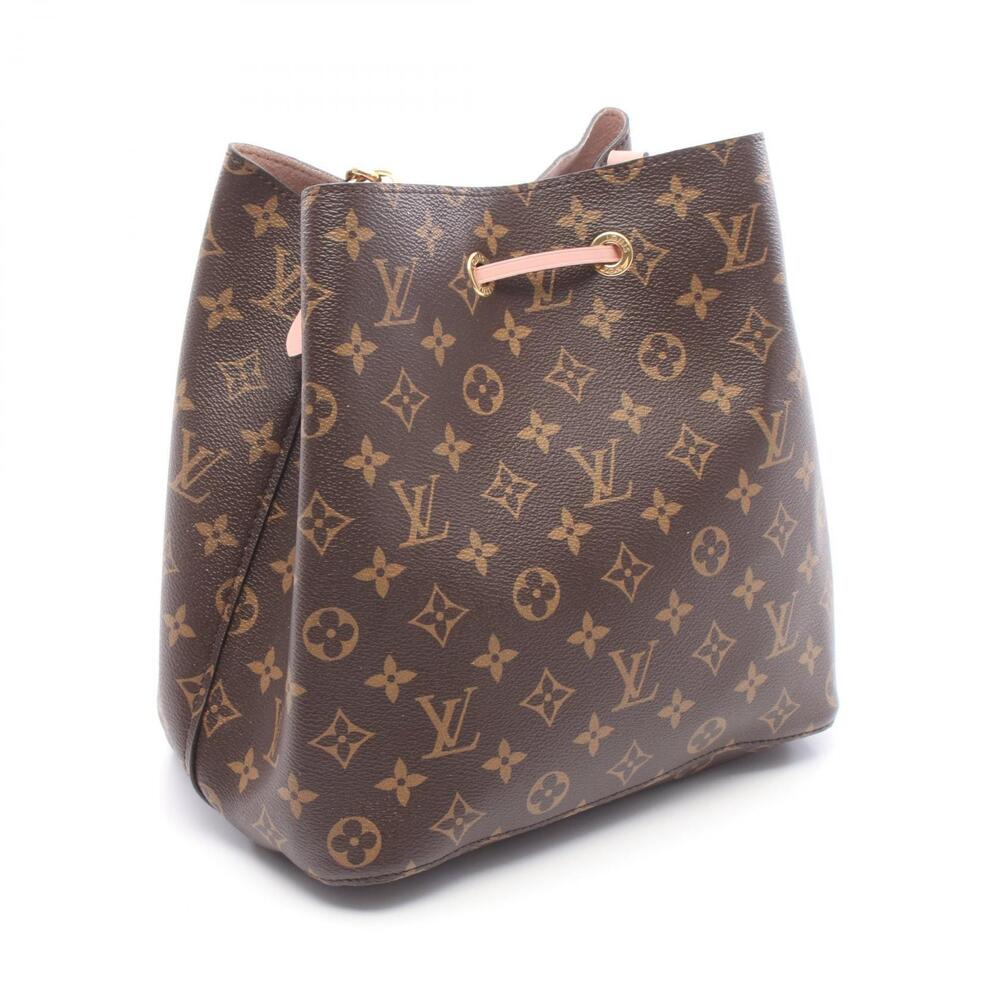 Louis Vuitton Brown Canvas Neo Pink Bag Leather Shoulder Noe Monogram Brown Pink